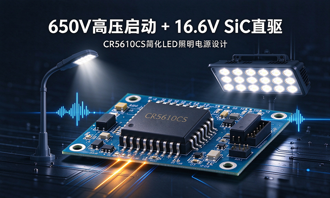 650V高压启动+16.6V SiC直驱：CR5610CS让LED照明电源设计简单一半